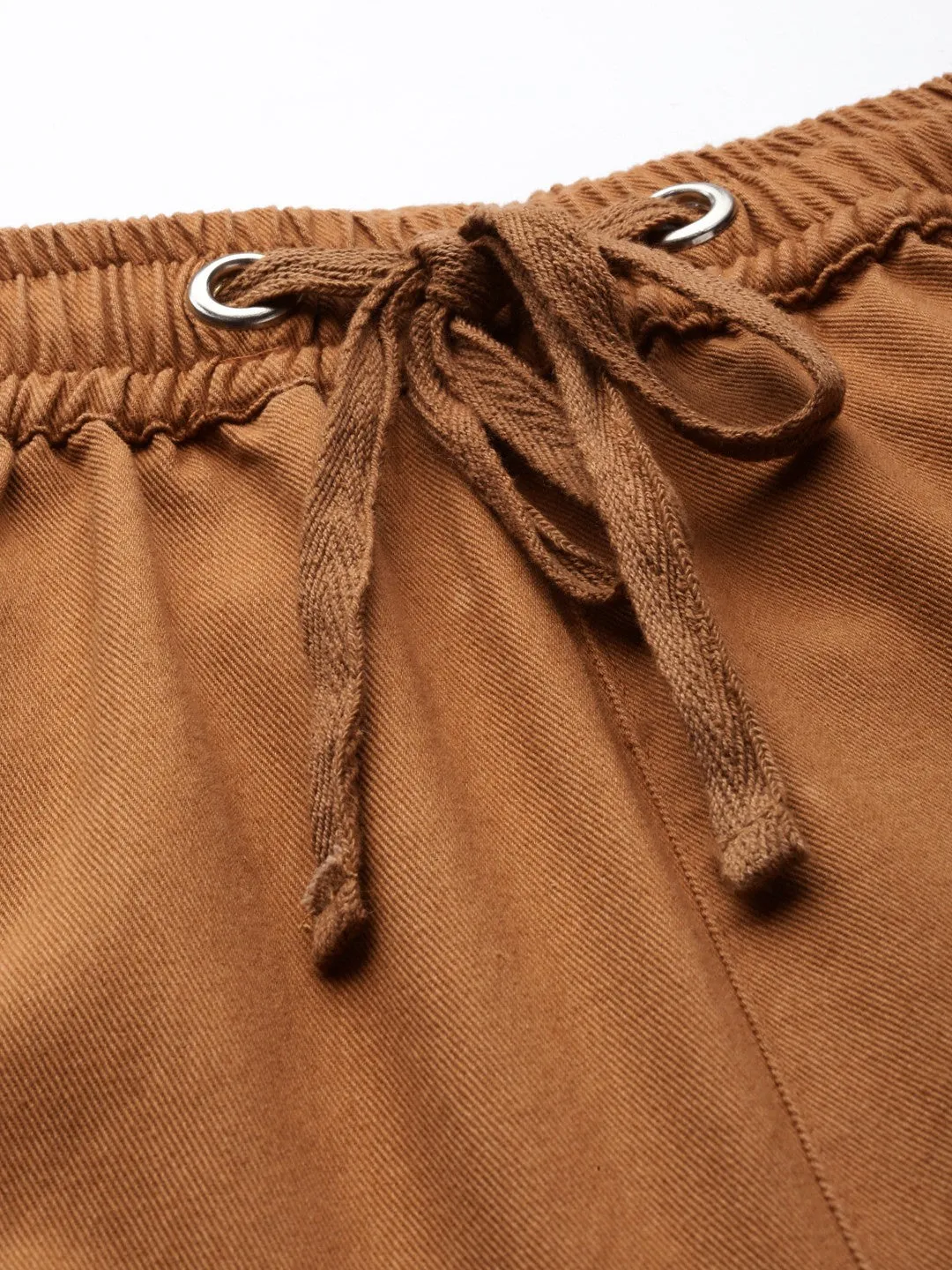 Brown Regular Fit Solid Joggers