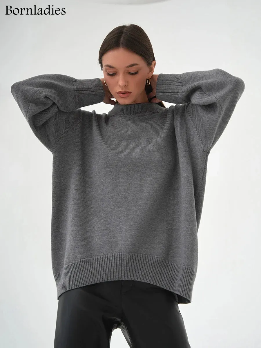 Chic Oversized Turtleneck Sweater for Women