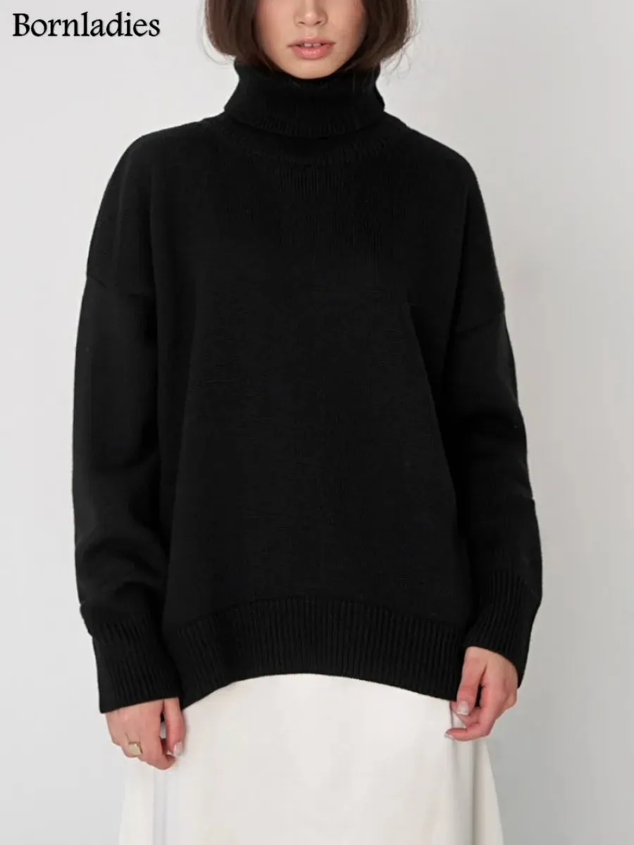 Chic Oversized Turtleneck Sweater for Women