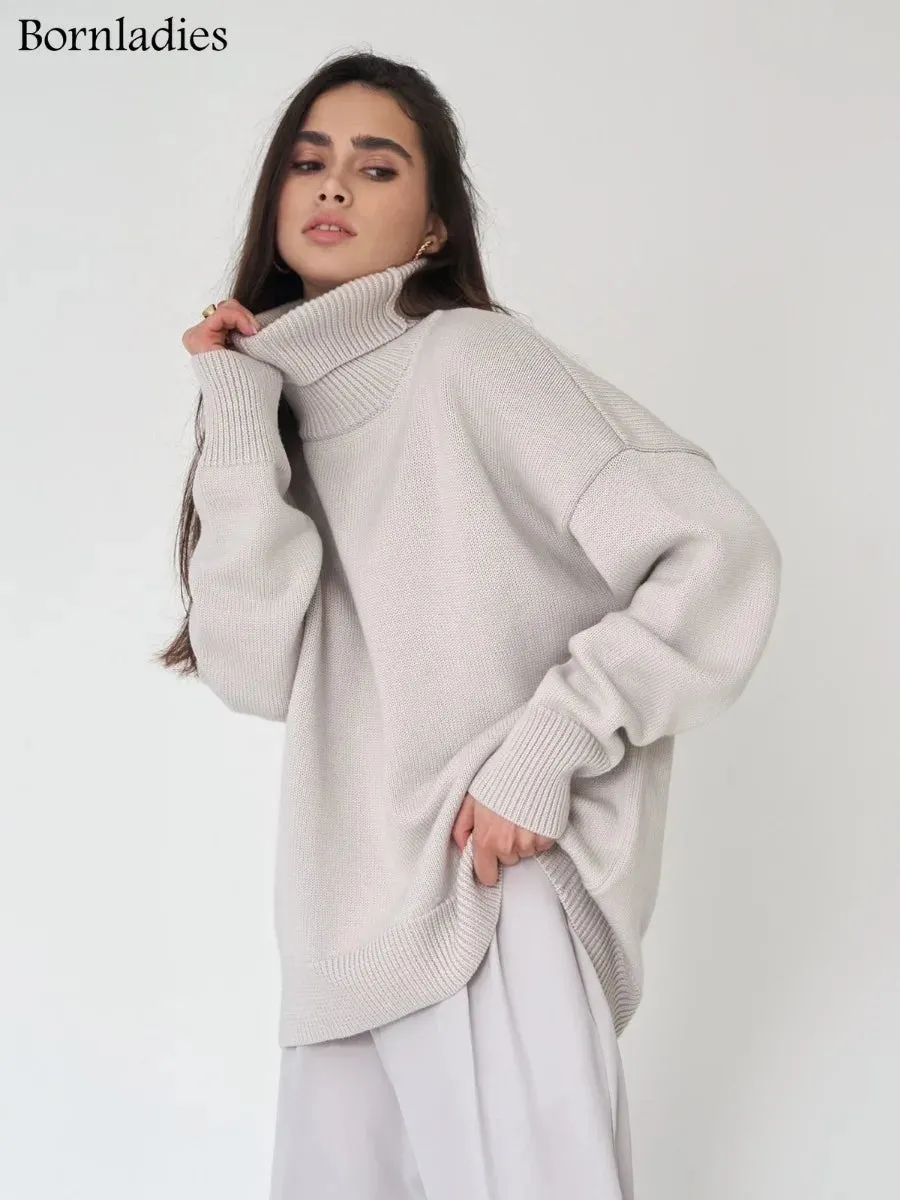 Chic Oversized Turtleneck Sweater for Women
