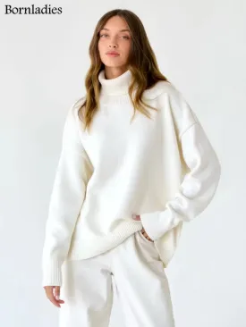 Chic Oversized Turtleneck Sweater for Women