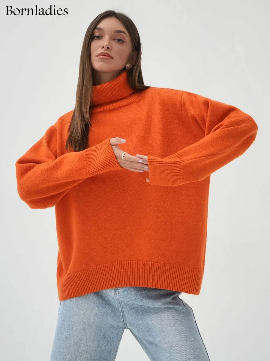 Chic Oversized Turtleneck Sweater for Women