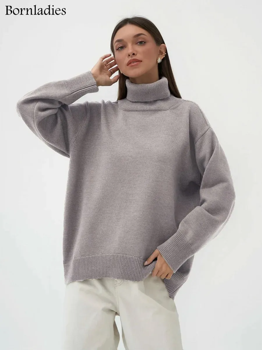 Chic Oversized Turtleneck Sweater for Women