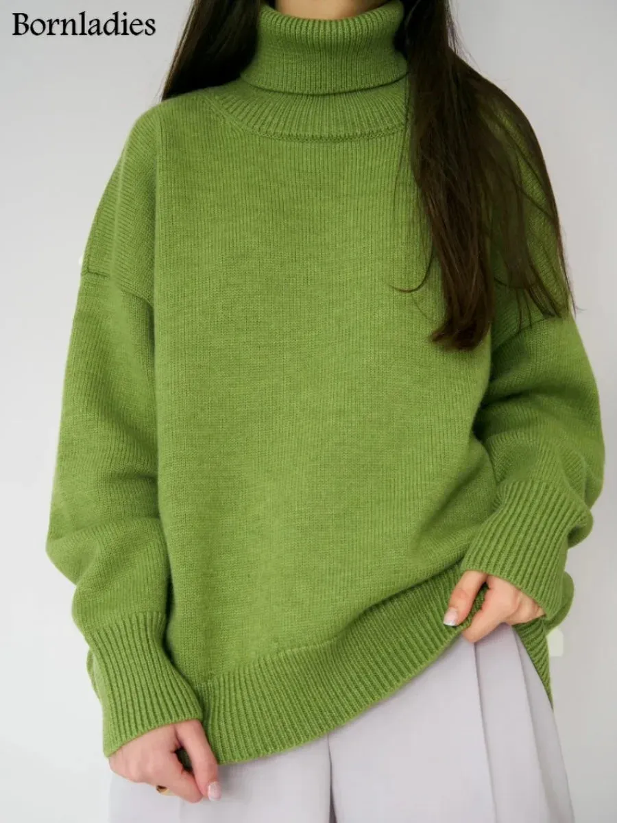 Chic Oversized Turtleneck Sweater for Women
