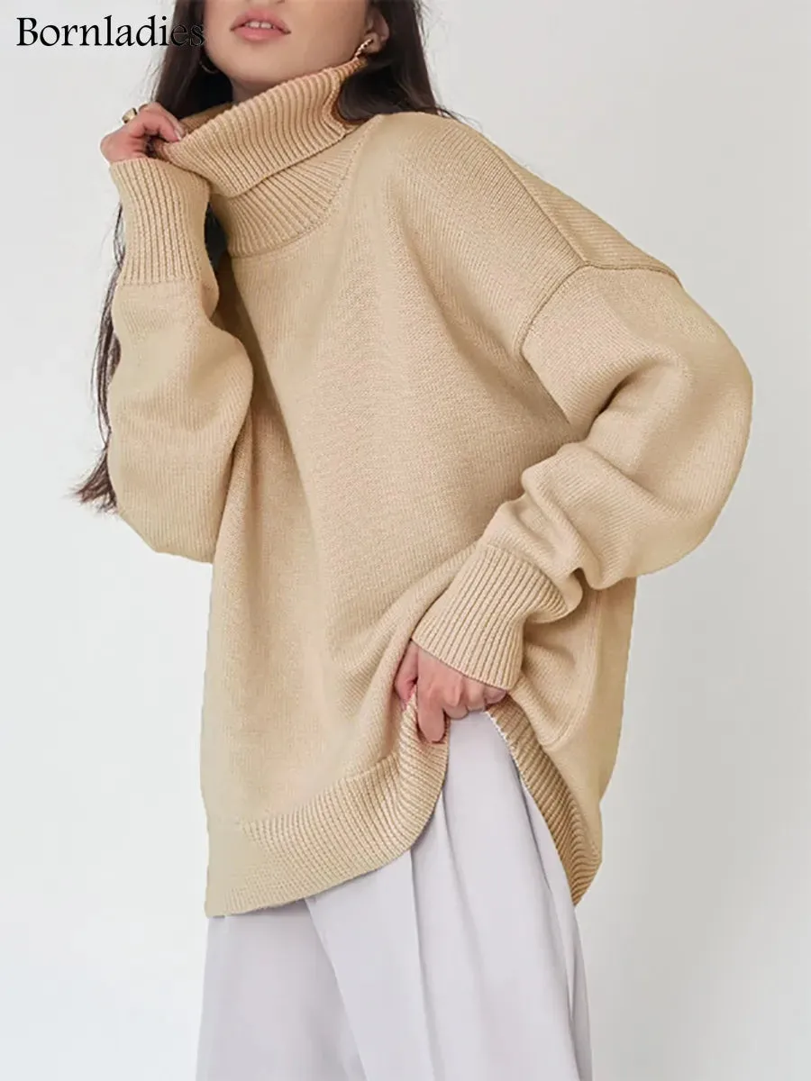 Chic Oversized Turtleneck Sweater for Women