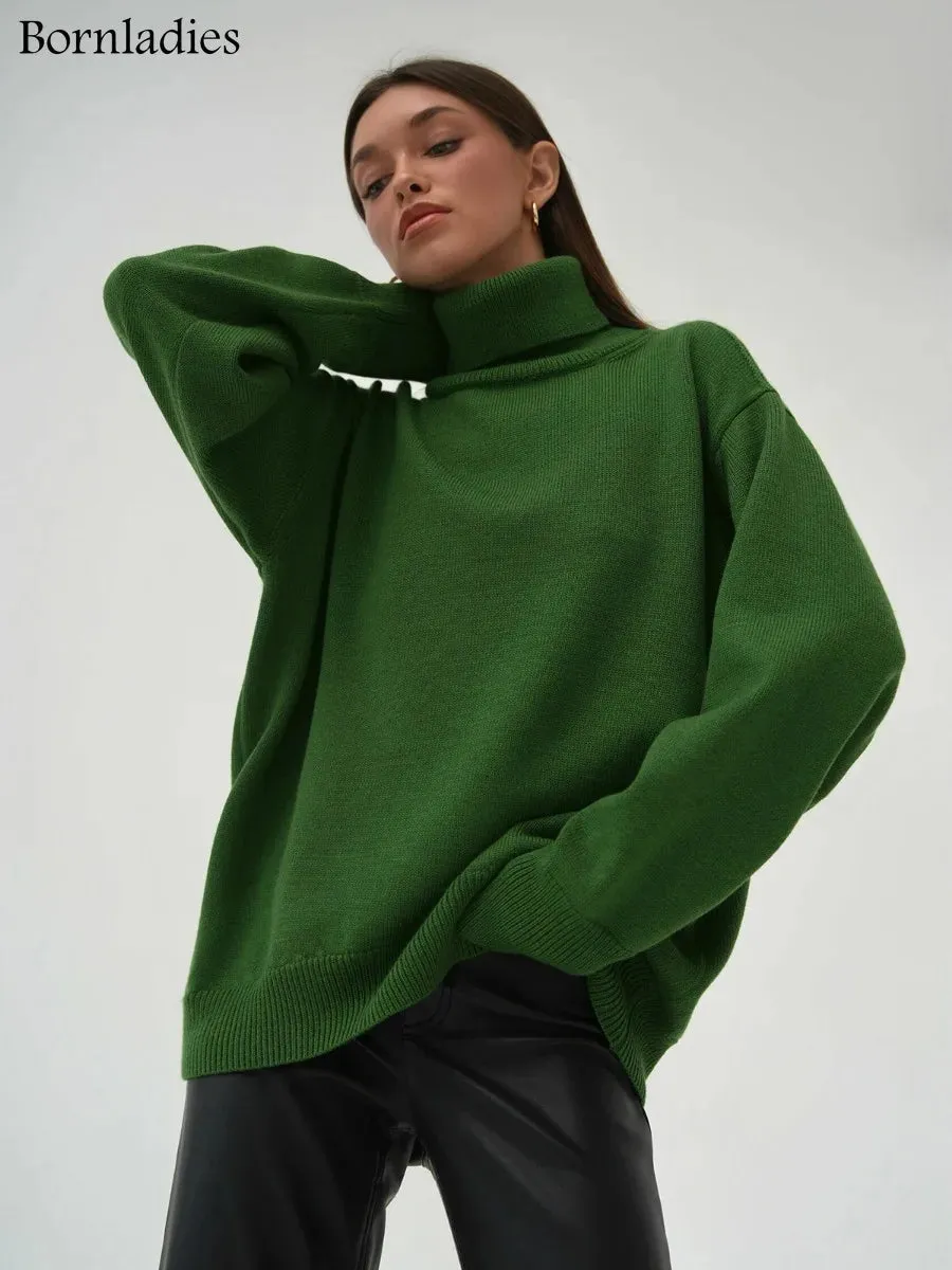 Chic Oversized Turtleneck Sweater for Women