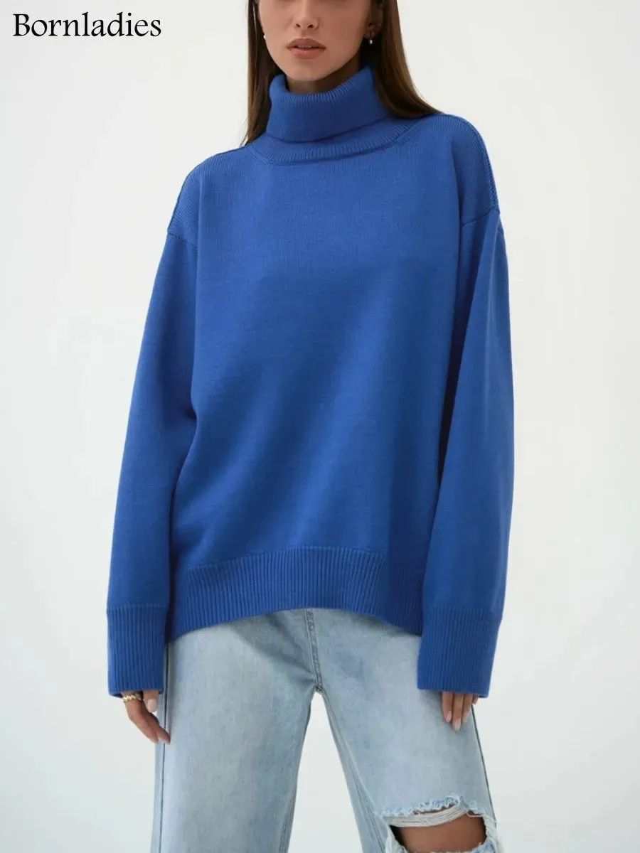 Chic Oversized Turtleneck Sweater for Women