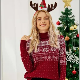 Christmas Snowflake Fair Isle Turtleneck Sweater