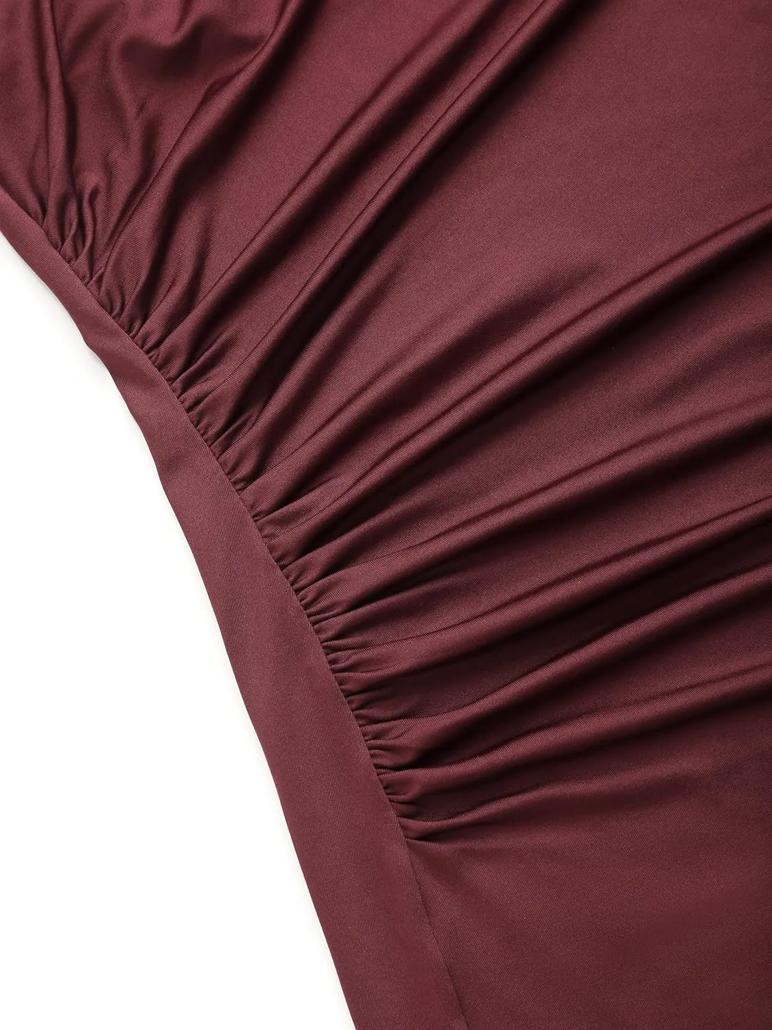 CIDER Women's Cocktail Dress Asymmetrical Neck Ruched Formal Dresses Bodycon Long Maxi Wedding Guest Dresses for Summer