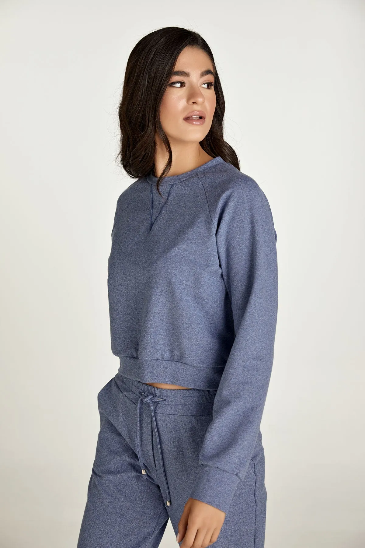 Crop Indigo Mélange Sweatshirt