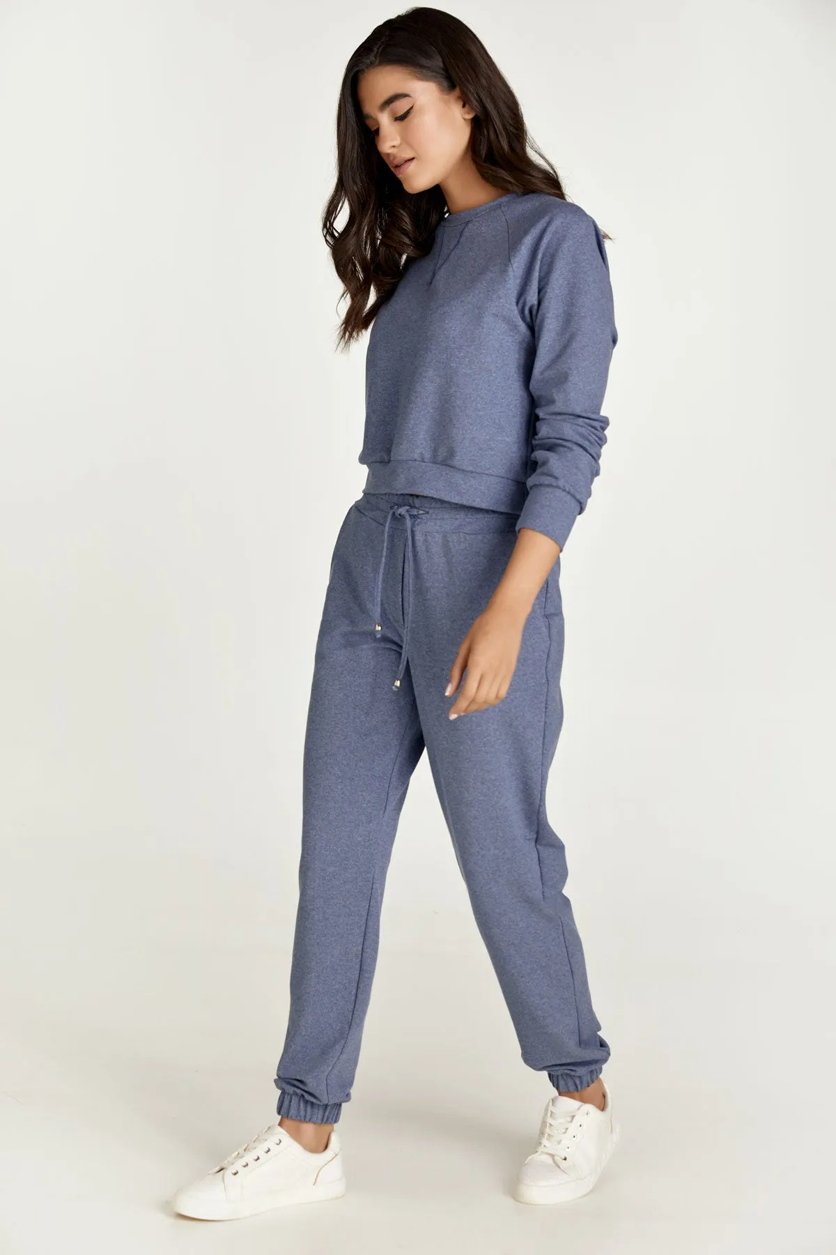 Crop Indigo Mélange Sweatshirt