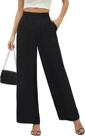CZYINXIAN Women's Casual High Waisted Wide Leg Pants Flowy Business Work Casual Pants with Pockets