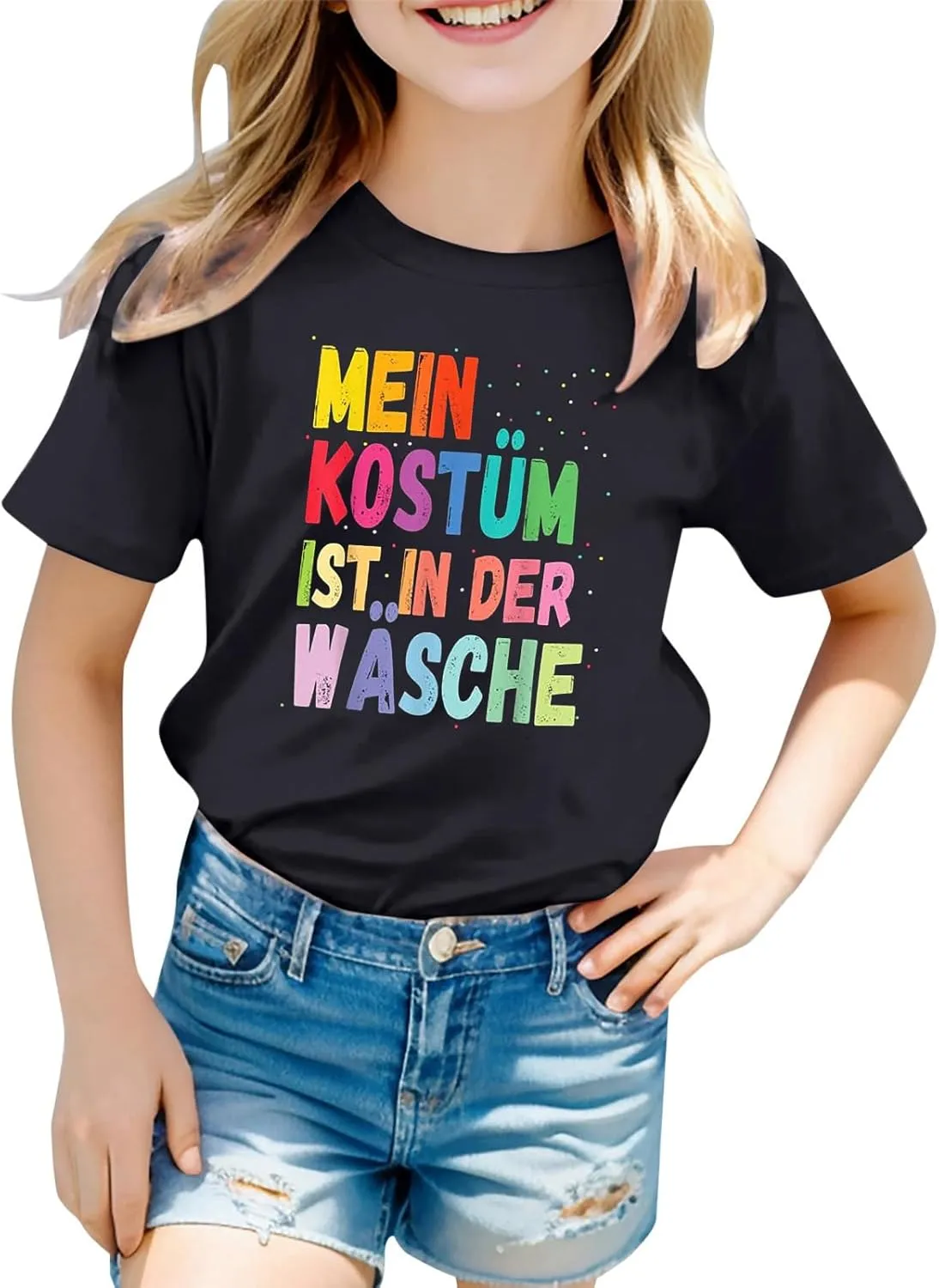 Girls Fashion Casual Letter Printed T-Shirt Cute Preppy Top 2025 New Round Neck Short Sleeved T Shirt (2-13T)