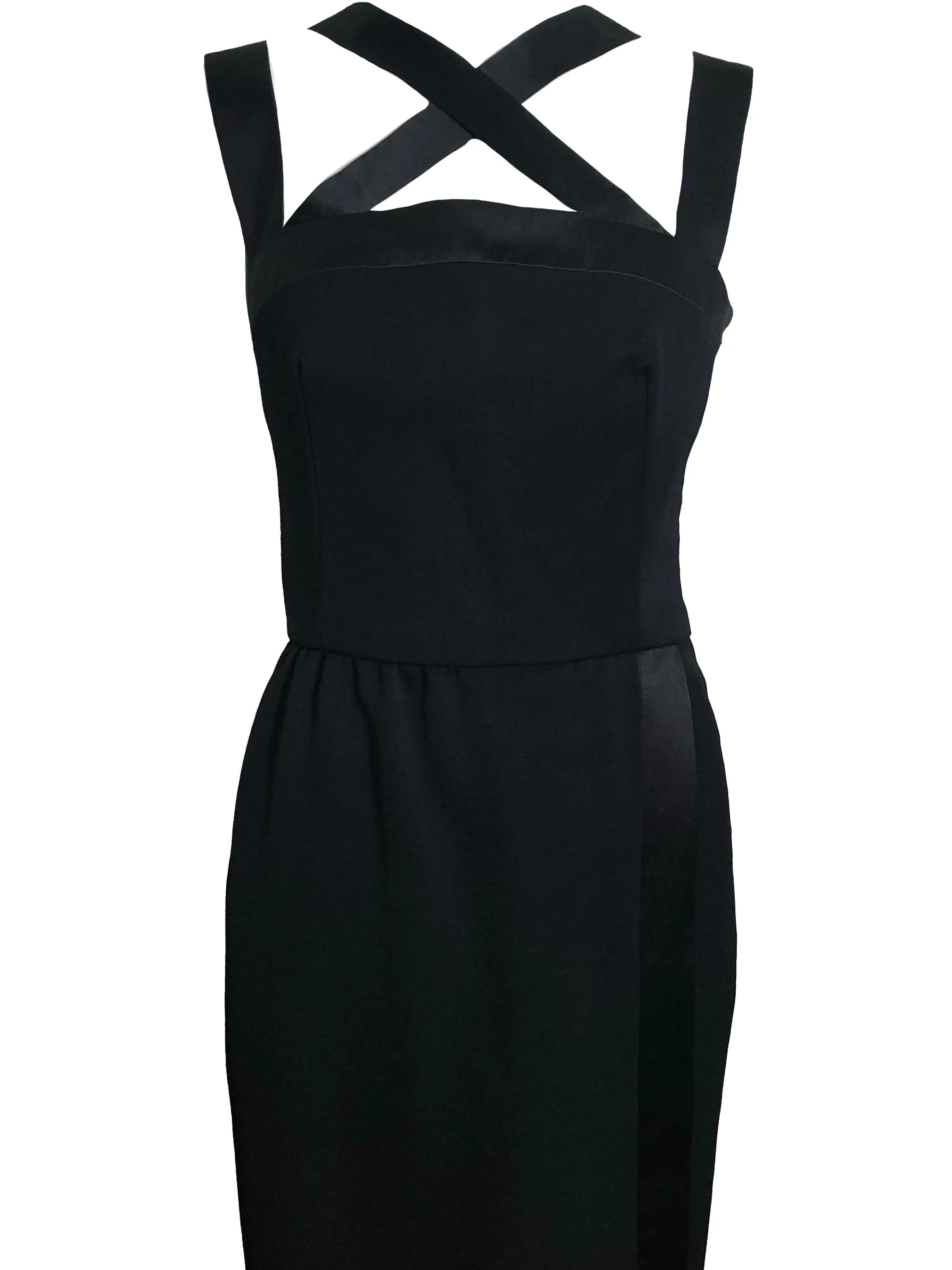 Givenchy Black 1980's Strappy Tuxedo Style Cocktail Dress