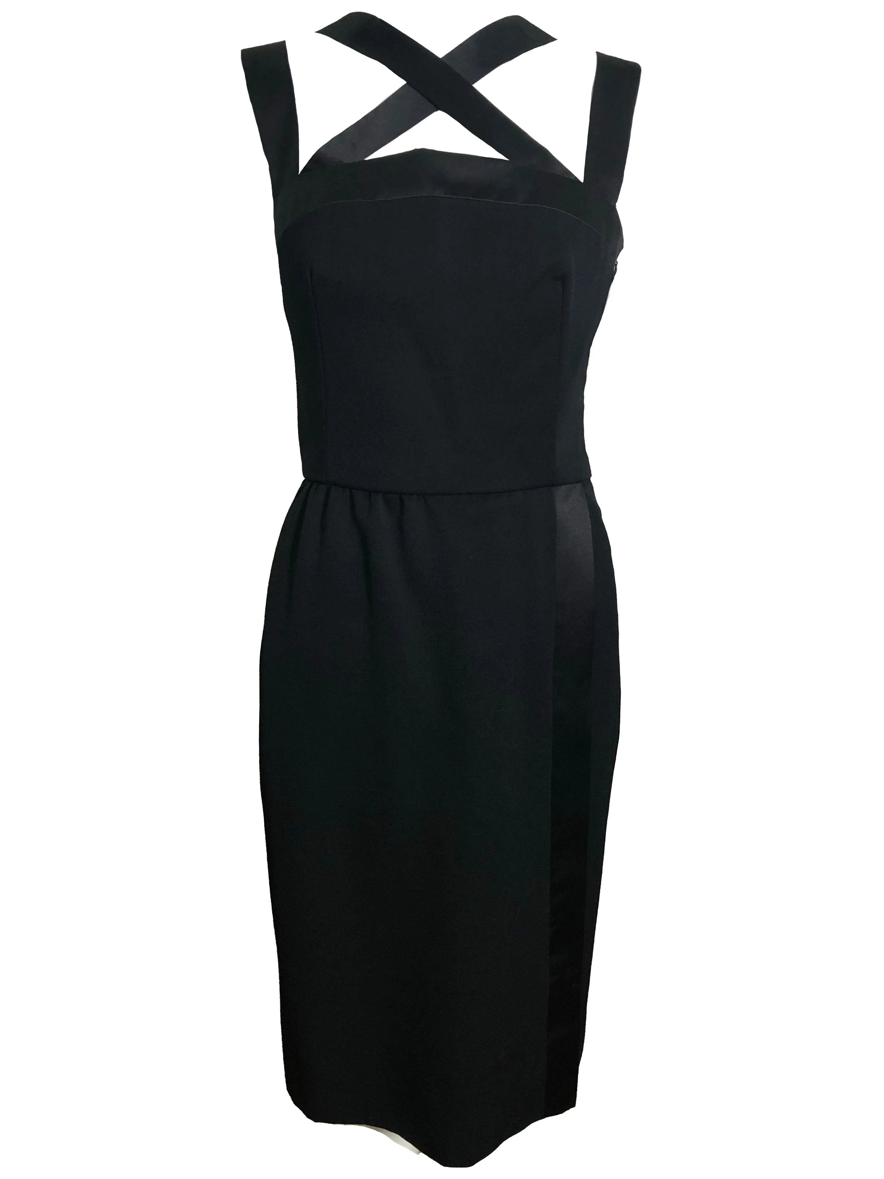 Givenchy Black 1980's Strappy Tuxedo Style Cocktail Dress