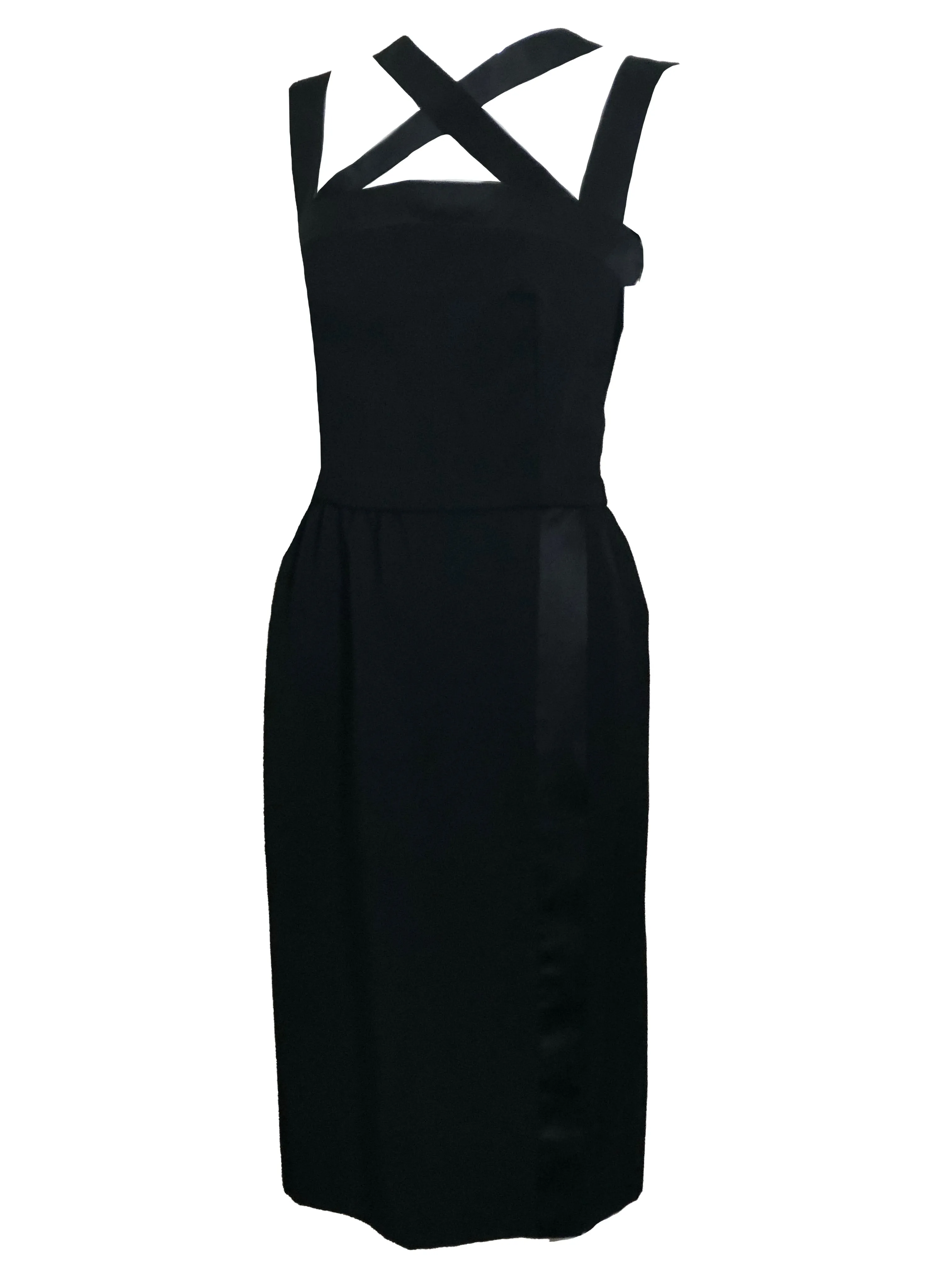 Givenchy Black 1980's Strappy Tuxedo Style Cocktail Dress