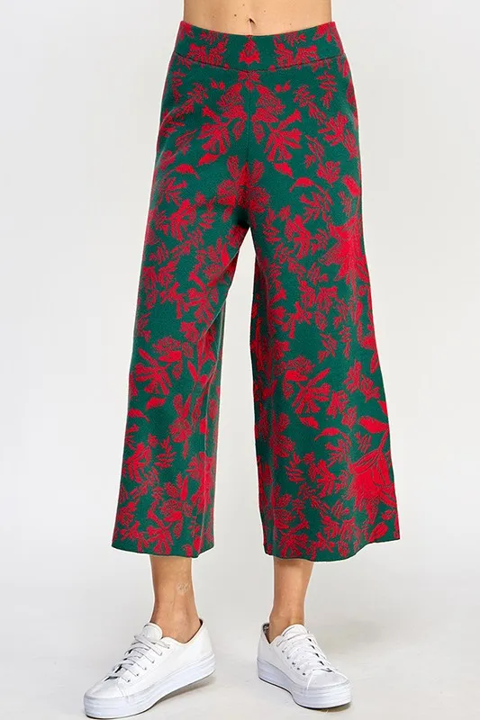 Green/Red Jacquard Sweater Pants
