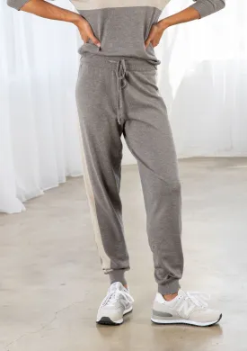 Grey Color Block Knit Jogger Pants