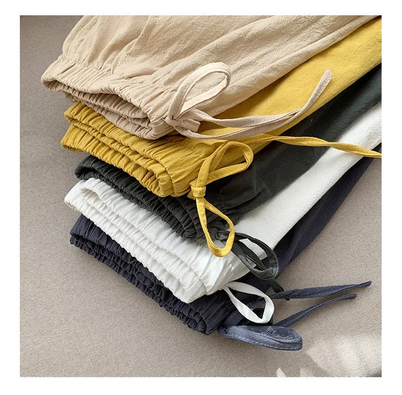 High-Waisted Casual Linen Shorts