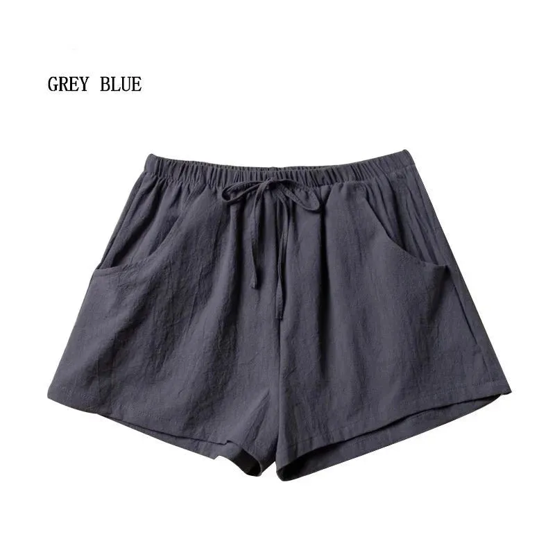 High-Waisted Casual Linen Shorts