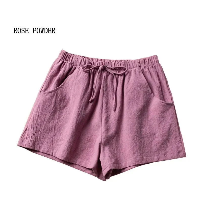 High-Waisted Casual Linen Shorts