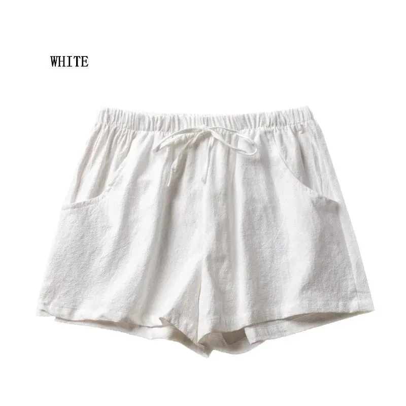 High-Waisted Casual Linen Shorts