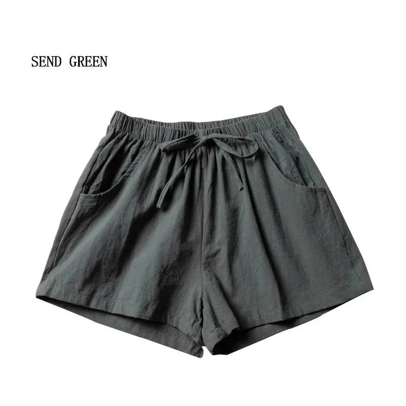 High-Waisted Casual Linen Shorts