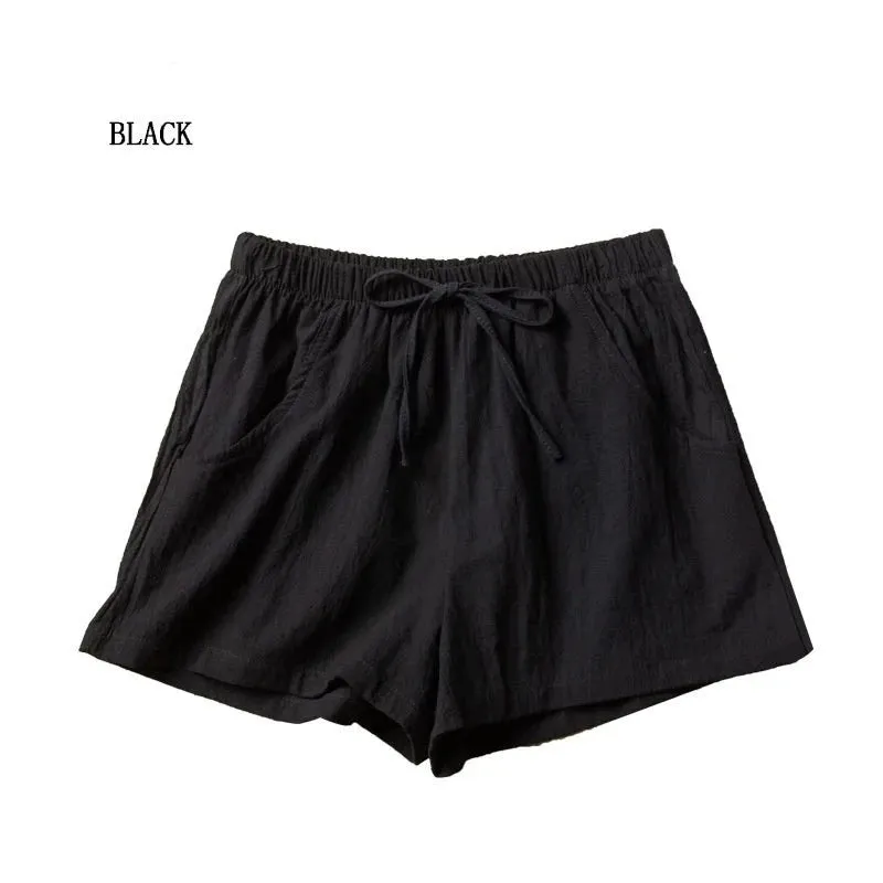 High-Waisted Casual Linen Shorts