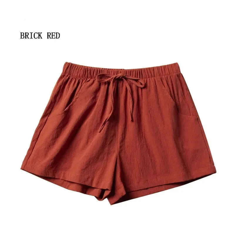 High-Waisted Casual Linen Shorts