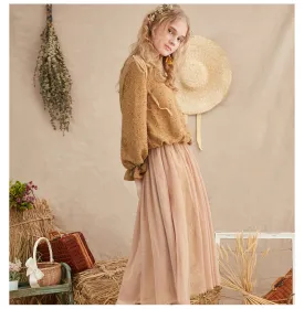 JAM PRINCESS PLEATED SKIRT IN FLORAL EMBROIDERY