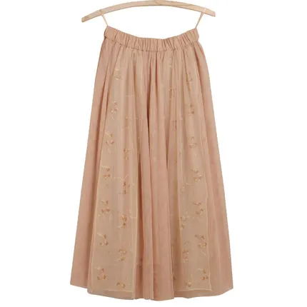JAM PRINCESS PLEATED SKIRT IN FLORAL EMBROIDERY