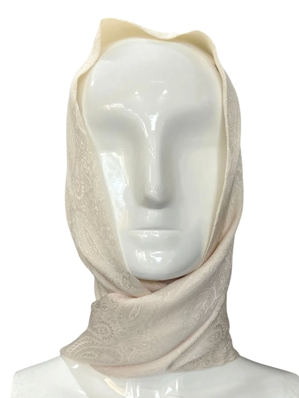 Lanvin Cream Paisley Silk Jacquard Scarf