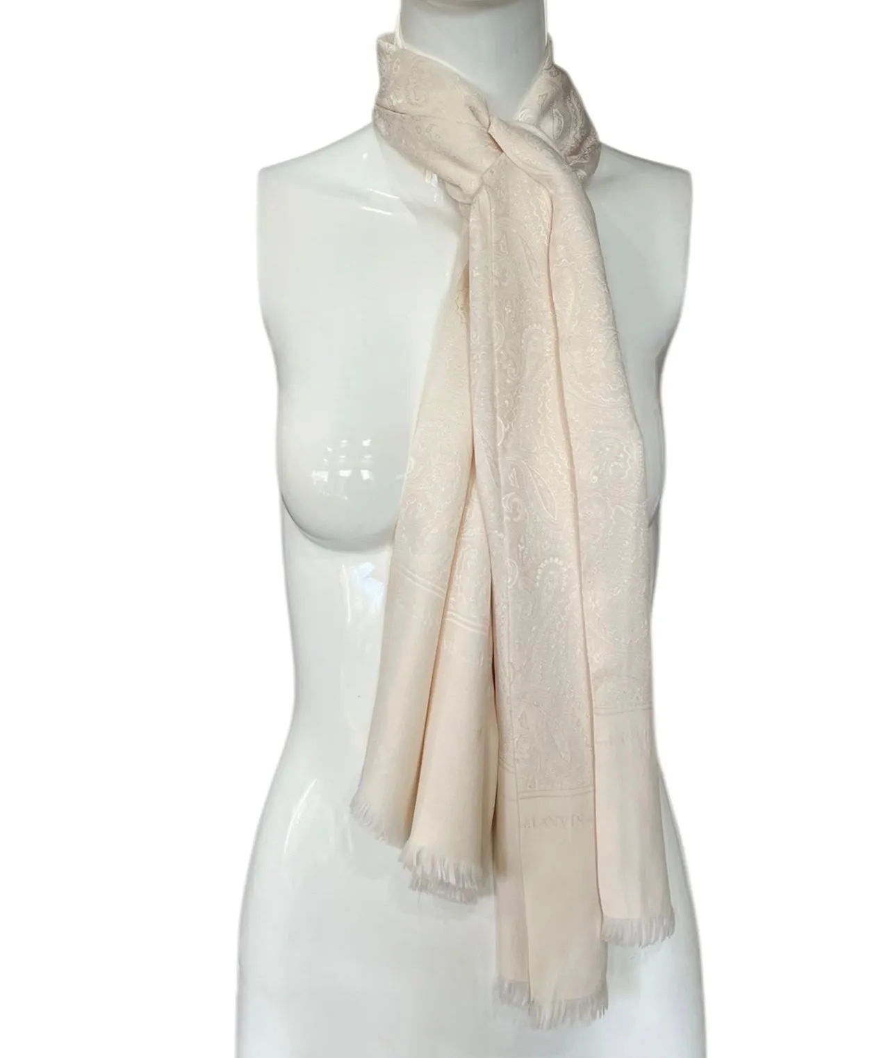 Lanvin Cream Paisley Silk Jacquard Scarf