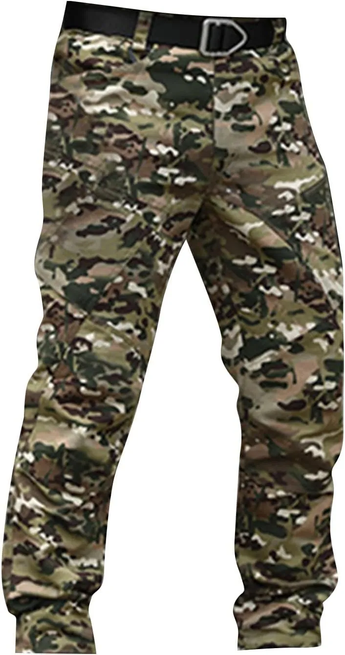 Men Cargo Pants Baggy Casual Trousers Water Resistant Straight Work Pants Multi Pockets Hiking Tactical Pants