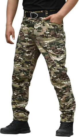 Men Cargo Pants Baggy Casual Trousers Water Resistant Straight Work Pants Multi Pockets Hiking Tactical Pants