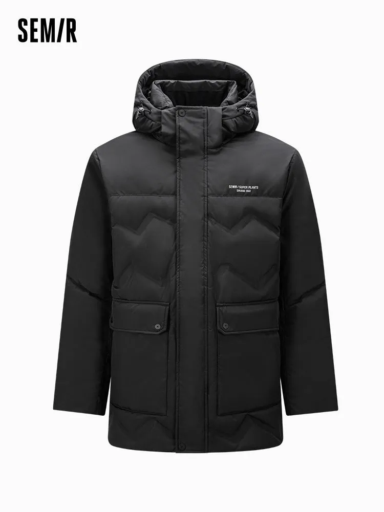 Men's mid-length thin down jacket