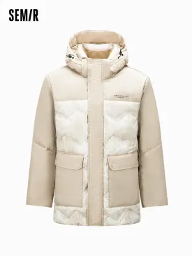 Men's mid-length thin down jacket