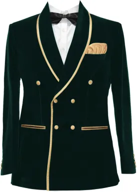 Men's Vintage Velvet Smoking Jacket Shawl Lapel Double Breasted Blazer Tuxedo for Wedding Prom Dinner