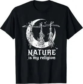 Nature Is My Religion Crescent Moon Wicca Pagan Witch Lover T-Shirt