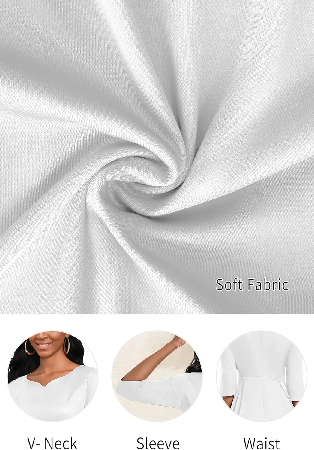 Nmoder Midi Dresses for Women Casual Fit and Flare A-Line Swing Dress 3/4 Sleeve Church Cocktail Dress with Pockets