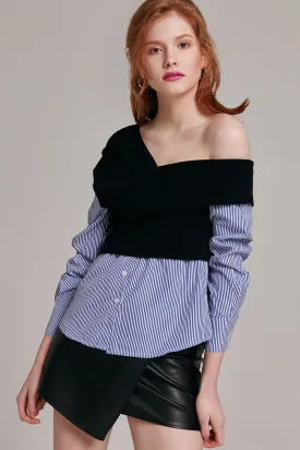 Olivia One Shoulder Striped Panel Top