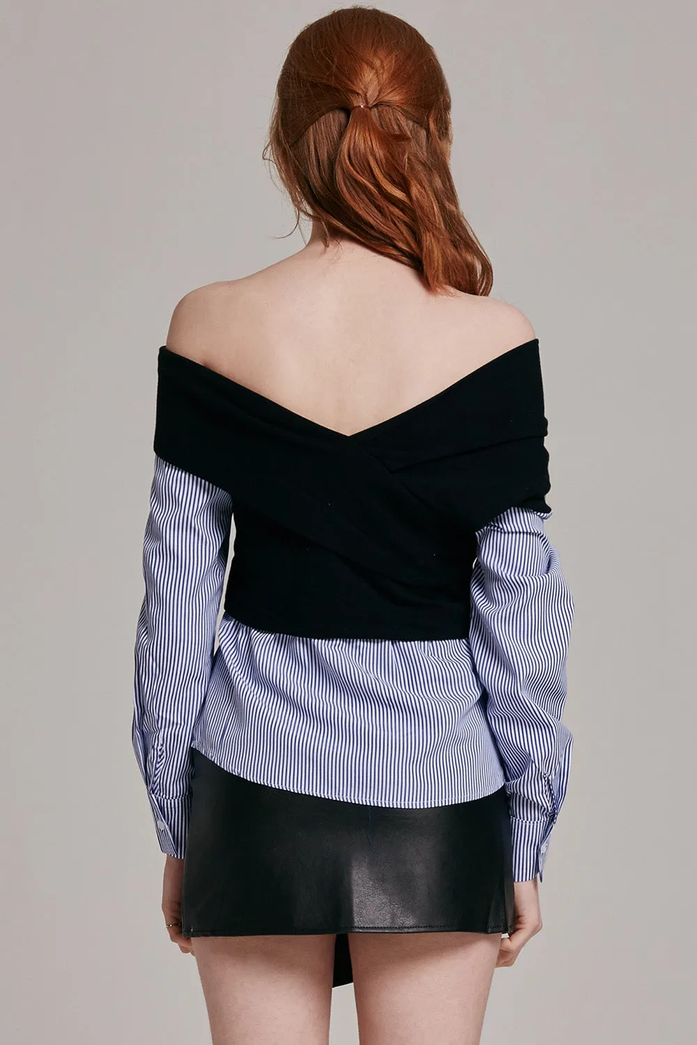 Olivia One Shoulder Striped Panel Top