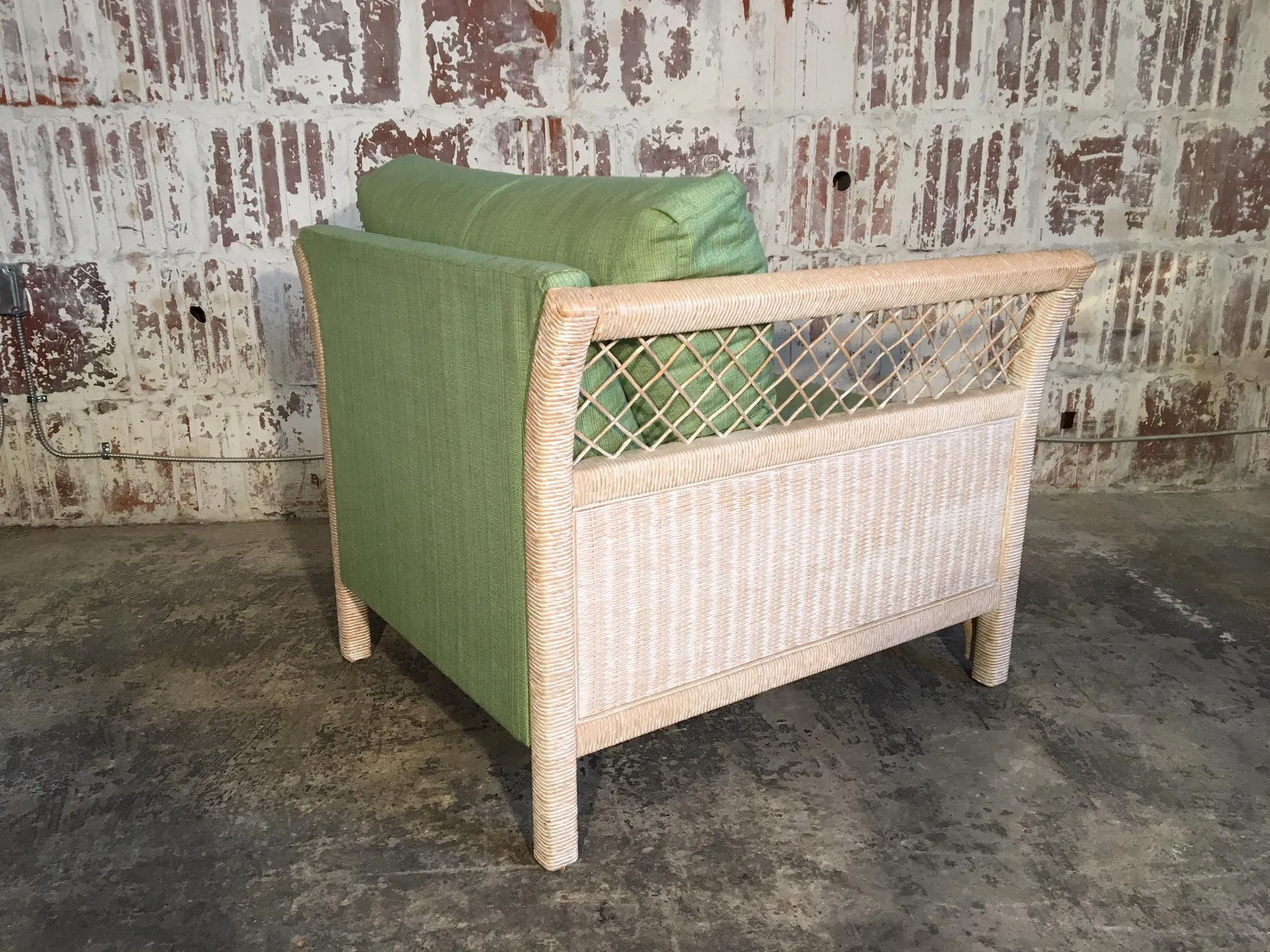 Pair of Wicker Tuxedo Chairs by Henry Link for Lexington