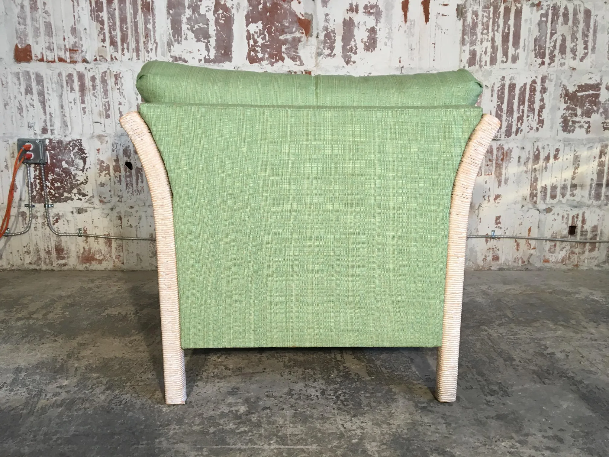 Pair of Wicker Tuxedo Chairs by Henry Link for Lexington