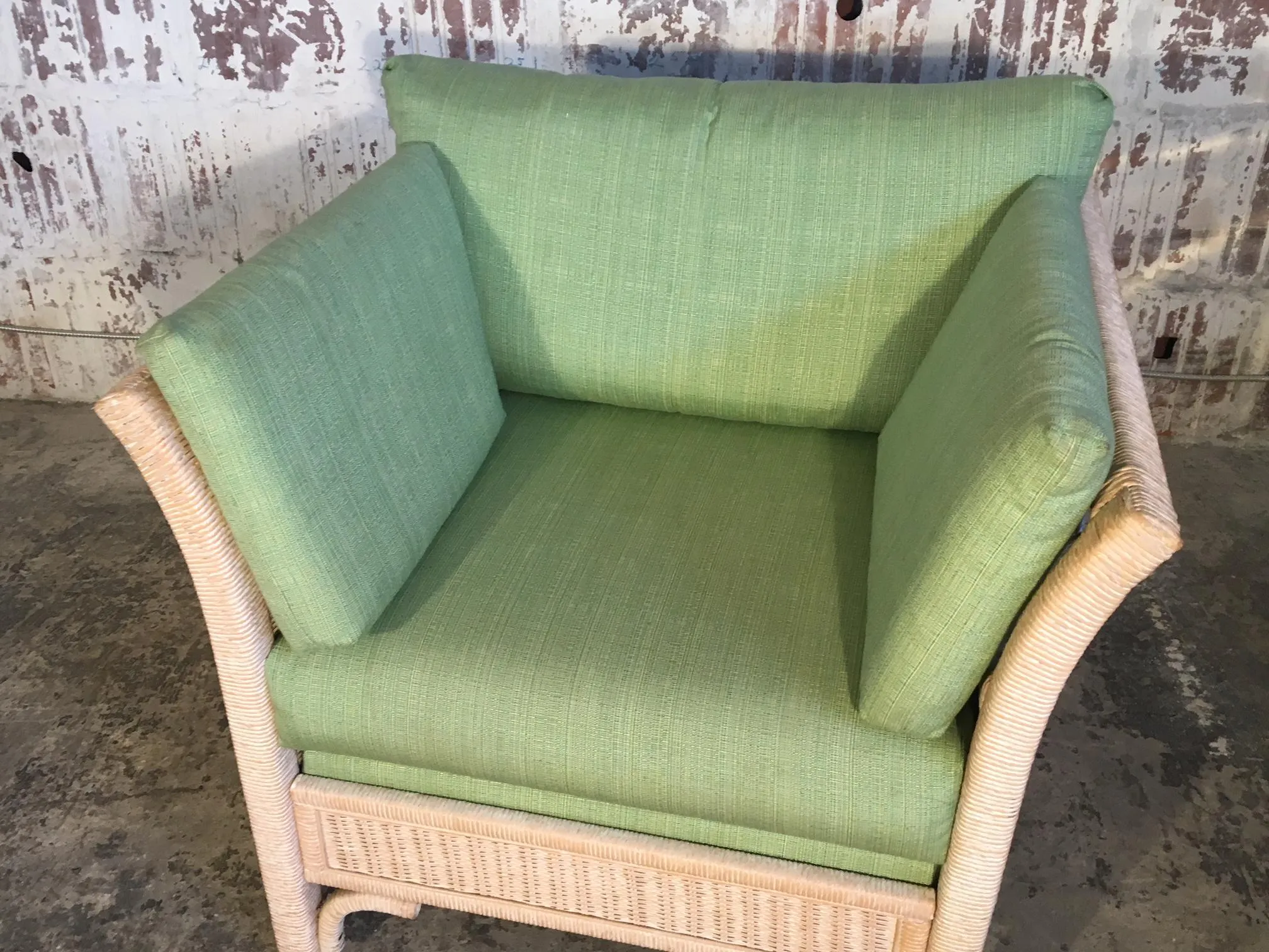 Pair of Wicker Tuxedo Chairs by Henry Link for Lexington