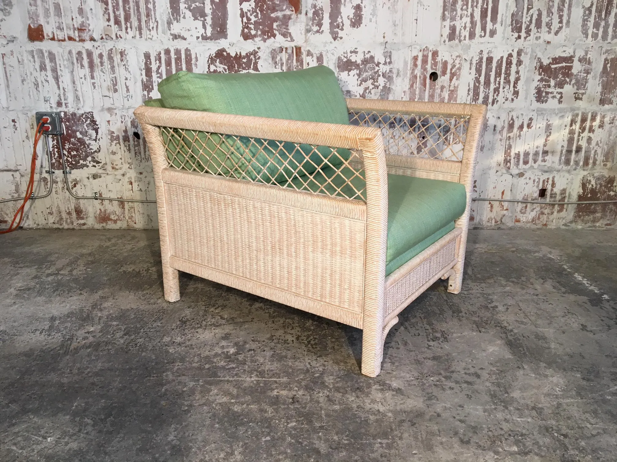 Pair of Wicker Tuxedo Chairs by Henry Link for Lexington