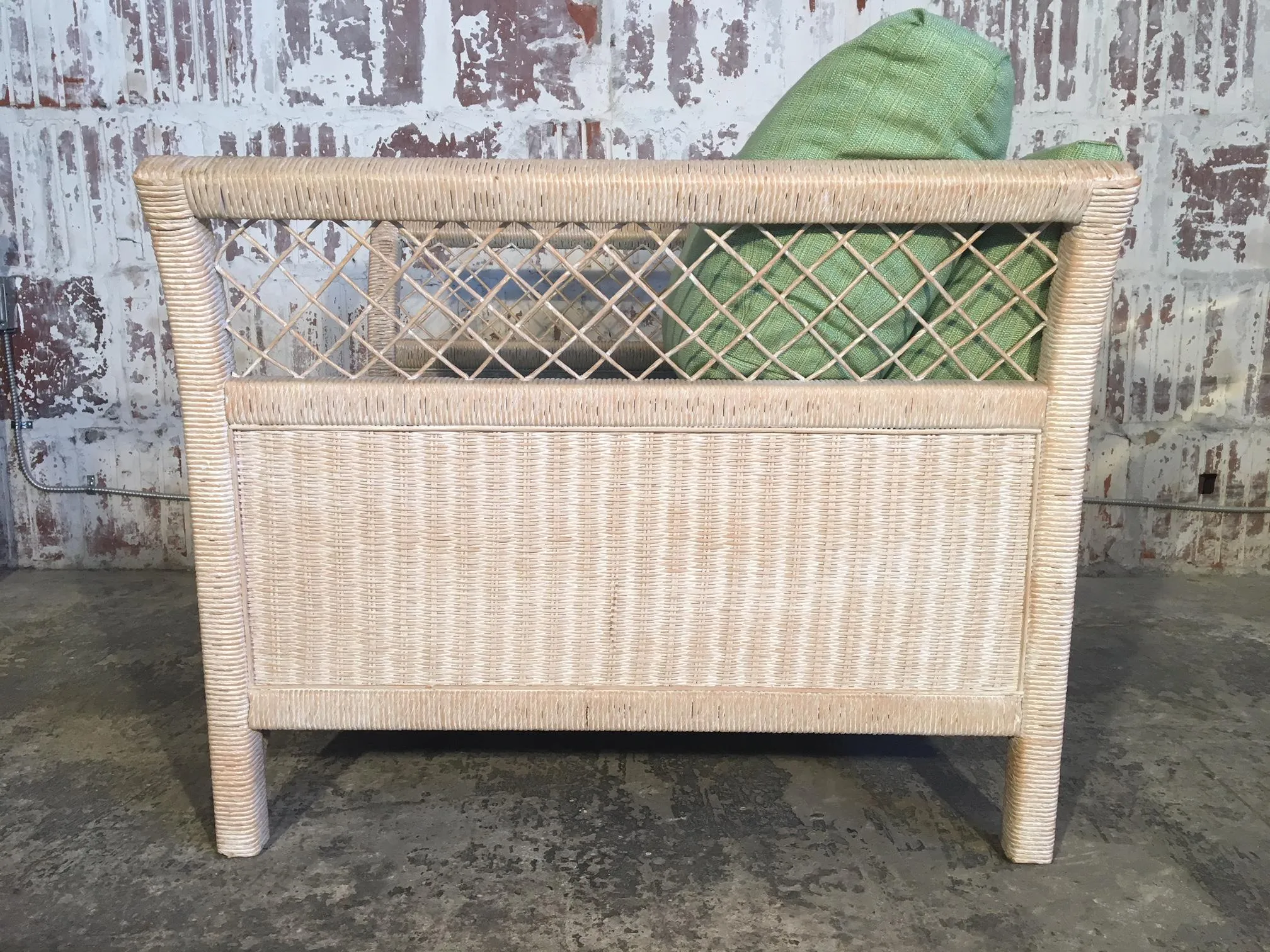 Pair of Wicker Tuxedo Chairs by Henry Link for Lexington