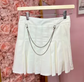 Paulina Pleated Skirt with Silver Tone Chain