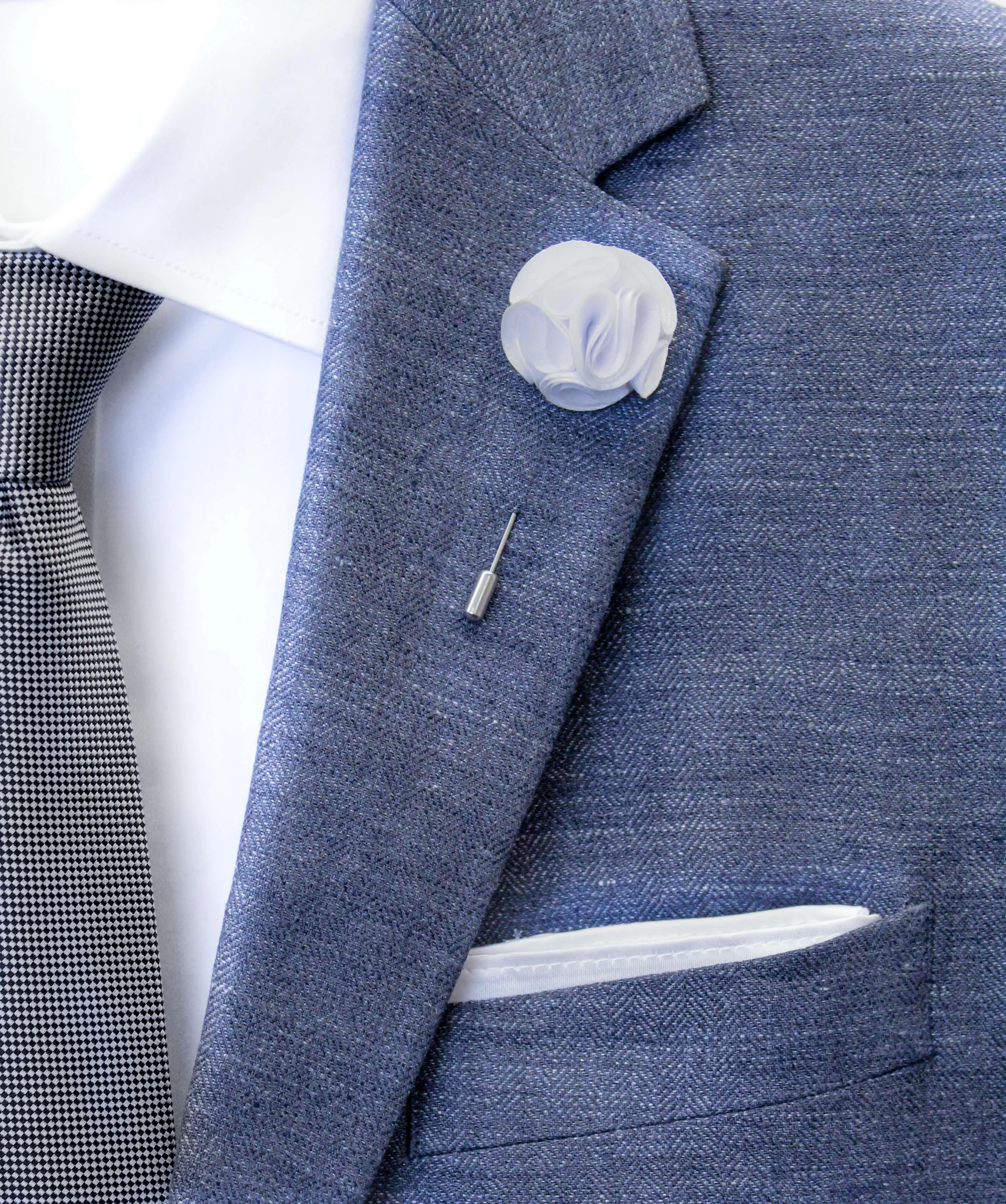 Perfectly White Piped Flower Lapel Pin