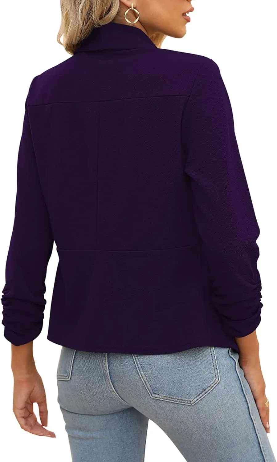 POGTMM Women 3/4 Sleeve Blazer Open Front Cardigan Jacket Work Office Blazer